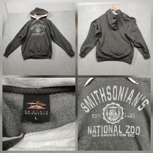 Smithsonian National Zoo Hoodie Mens L Gray Prairie Mountain Pullover